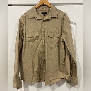 Express Men’s XL khaki long sleeve button down shirt.